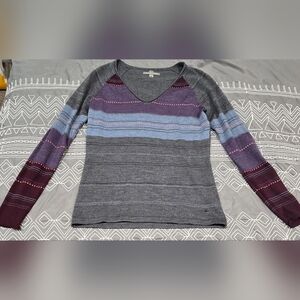 Smartwool Sulawesi Striped Merino Blend V-Neck Sweater Size Medium